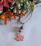 Copper leaf pendant with picasso jasper beads and plaited macrame necklace - Image 1