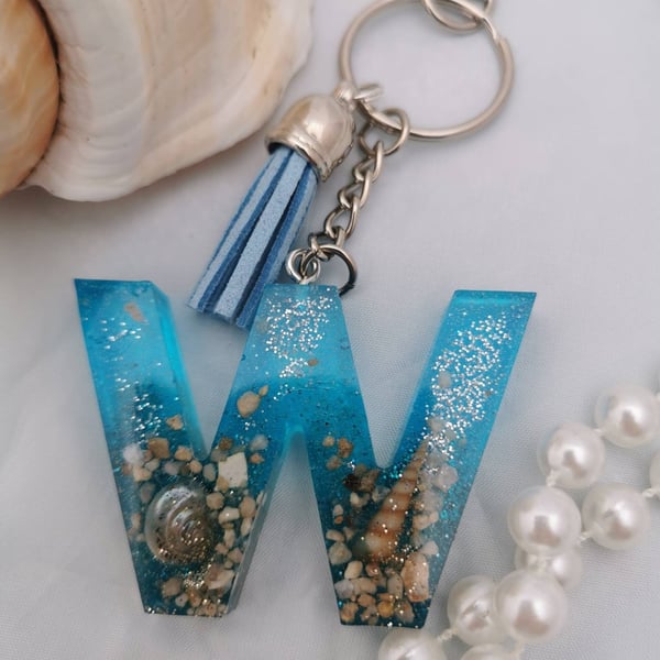 Resin Beach Keyring - W