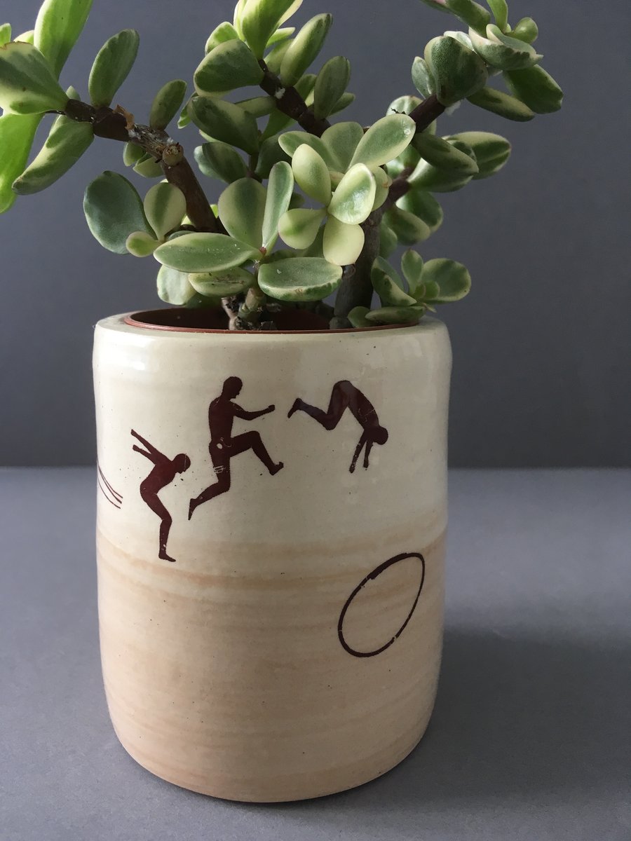 Jumping man planter. Beaker. Ceramic. Handmade. Cactus. Plant pot. Succulent.