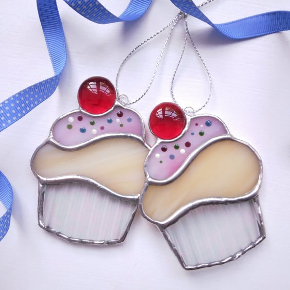 Stained Glass Cupcake Ornament - Summer Seconds