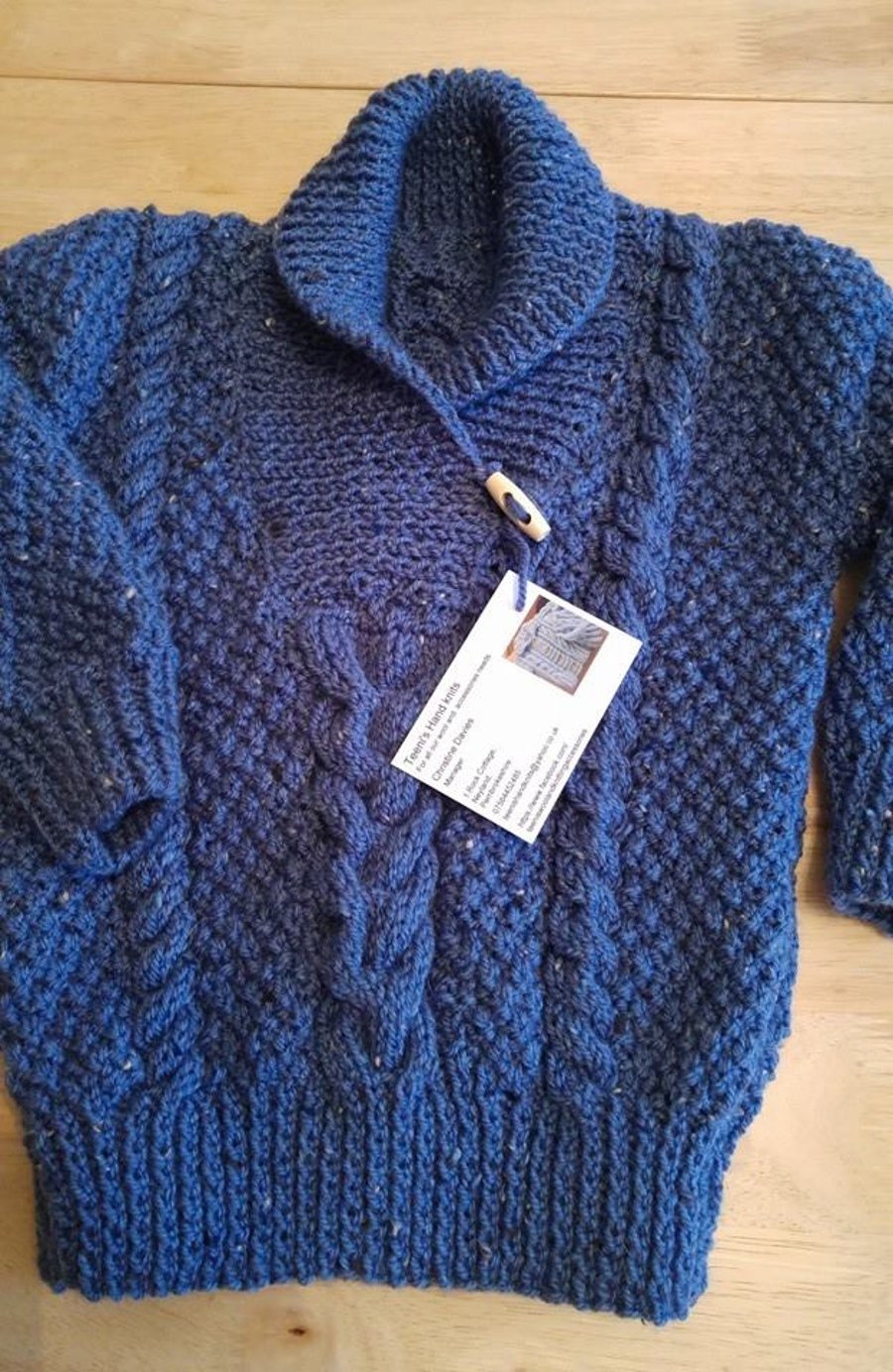 Aran cowl neck sweater   Made to order