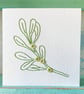 Hand Sewn Mistletoe Card. Christmas Card. Greeting Cards. Hand Stitched Card. 