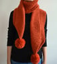 The Pom. Large Oversized Super Chunky Alpaca Wool Scarf with Pompoms. Orange - Image 1