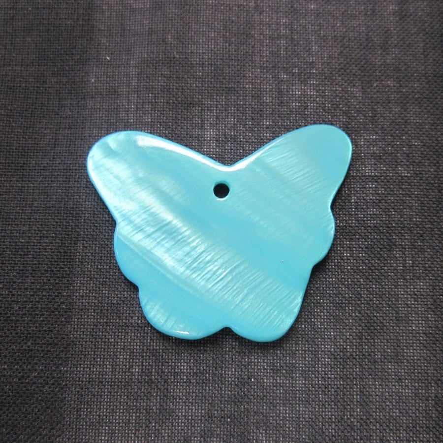 Large Blue Shell Butterfly Shaped Pendant