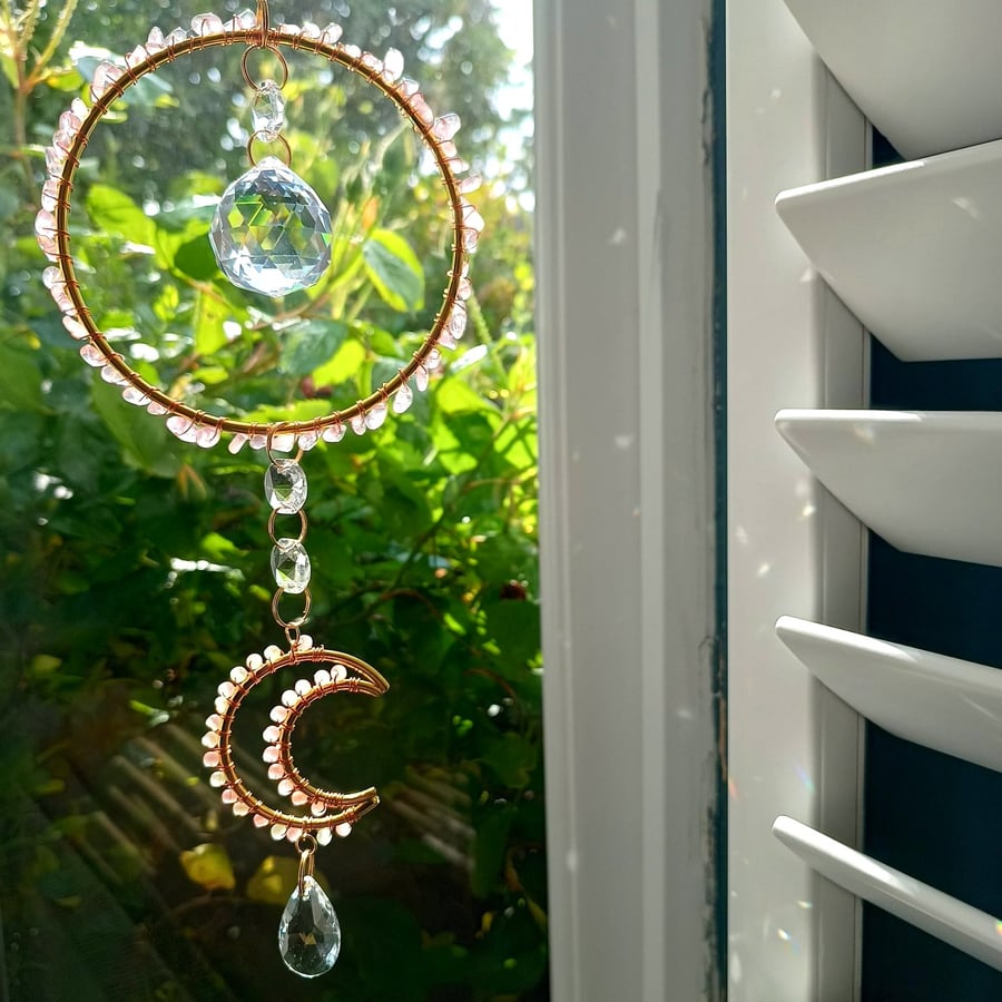 Crescent moon suncatcher with prism