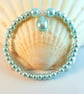 Pale Aqua Glass Pearl Bracelet - Handmade In Devon - Image 6
