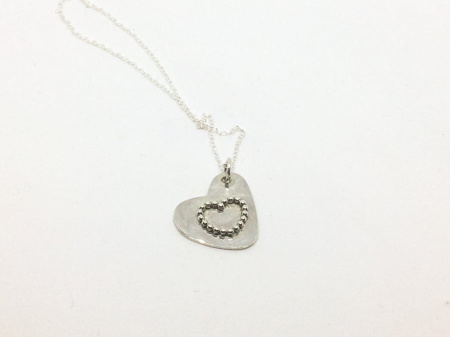 Sterling Silver Valentines Heart Necklace 