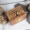 Tree of life woodland forest. Tiny hand burned trinket box.