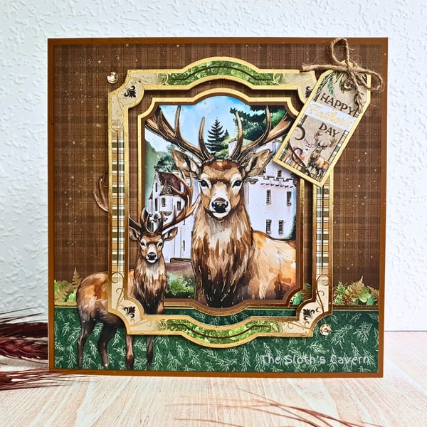 Father's Day card  with a deer from the Highland wildlife "Happy Father's Day"