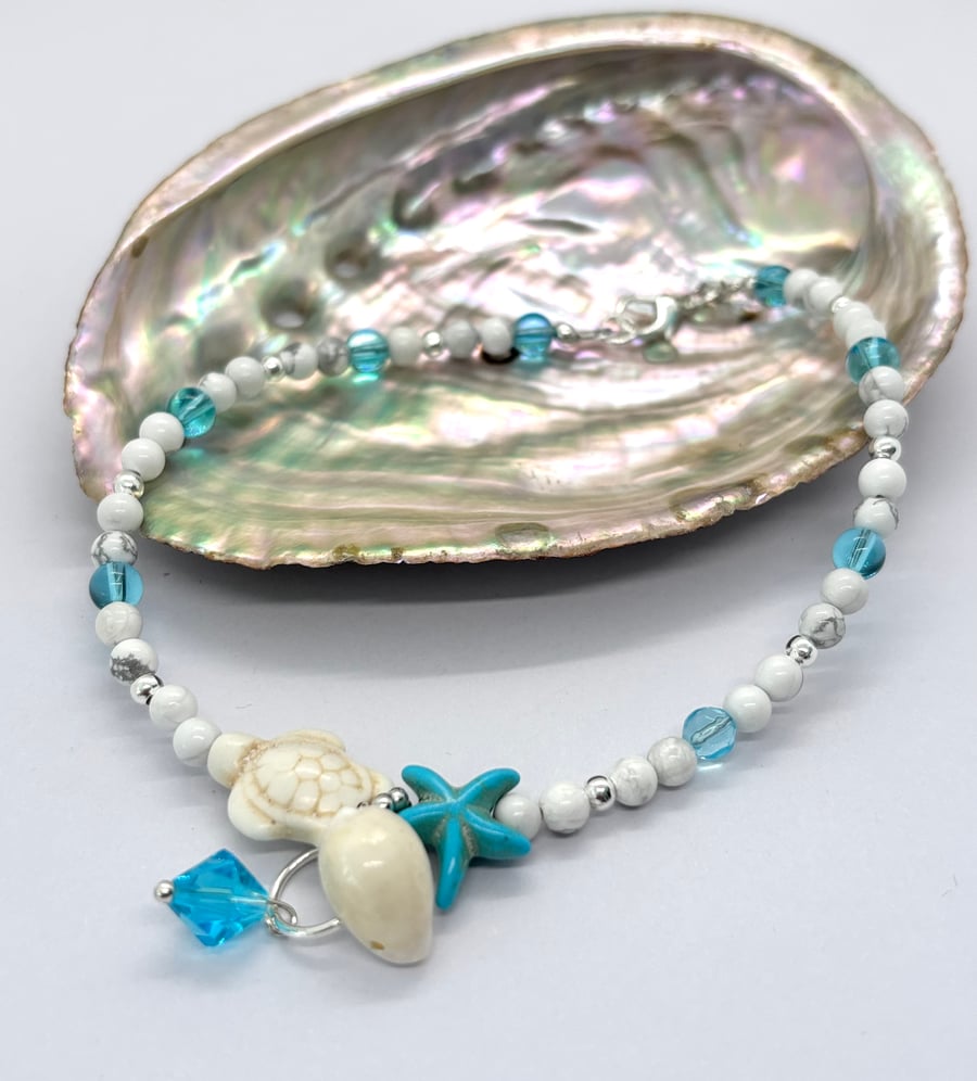Starfish and Turtle beach themed Anklet