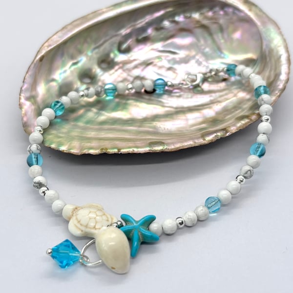 Starfish and Turtle beach themed Anklet