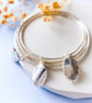 Silver Bangle with Rose Leaf Charm - Recycled Silver - Stacking Bangle - Image 6