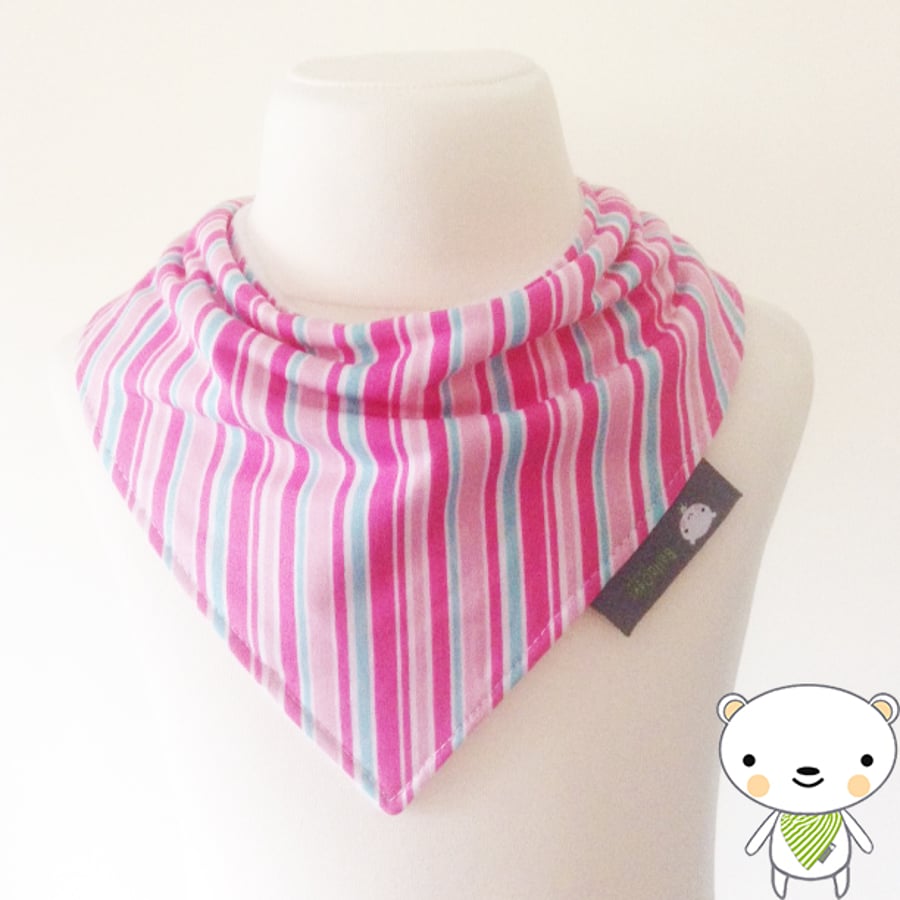 BellaOski Bandana Dribble Bib Riley Blake Pink LOVEY STRIPES Fabric IDEAL GIFT