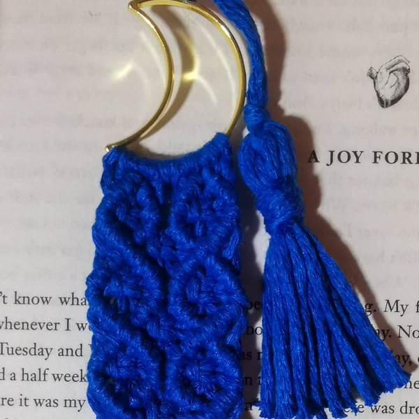 Bookmark, Handmade macrame boho reading - Royal Blue FREE UK P&P