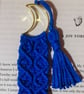 Bookmark, Handmade macrame boho inspired reading accessory, royal blue