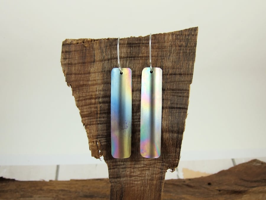 Earrings, Anodised Titanium, Aurora Droppers