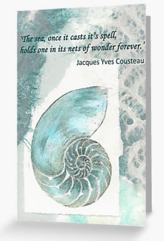 Cousteau inspirational quote greeting art card notelet