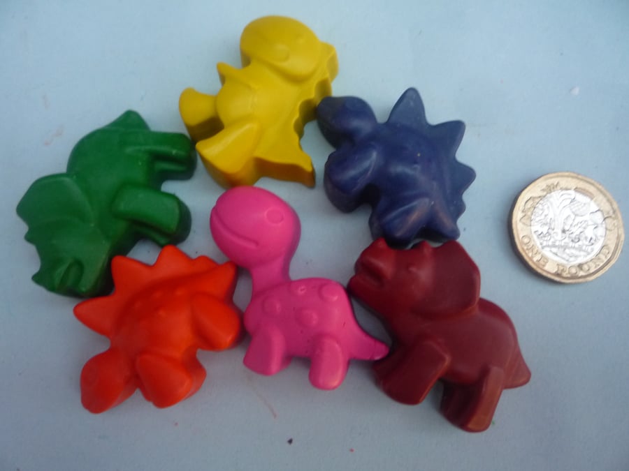 dinosaur novelty handmade wax crayons x 6 crayons Folksy