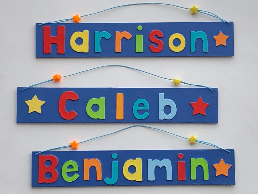 Any Name! Navy Blue Name Plate, fits up to 9 letters!