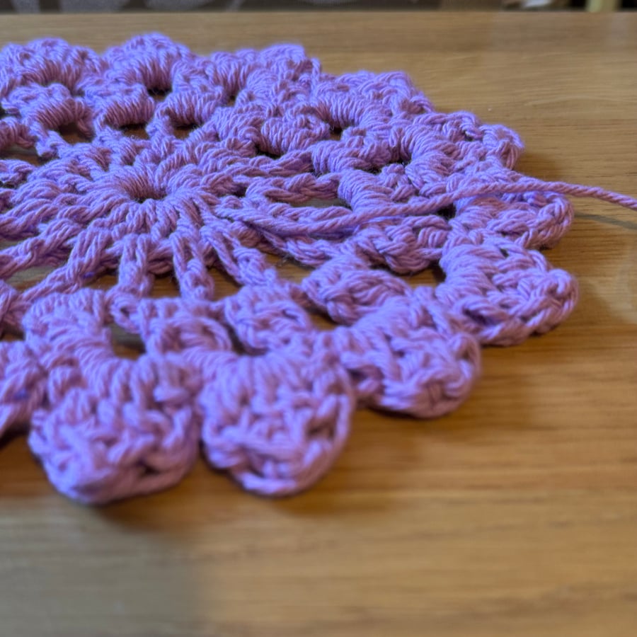 2x Coasters Cotton Crochet Lavender