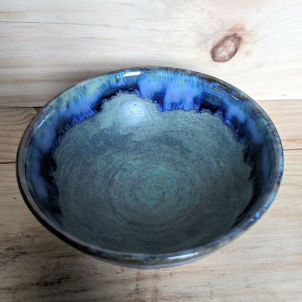 Small matte green & blue bowl