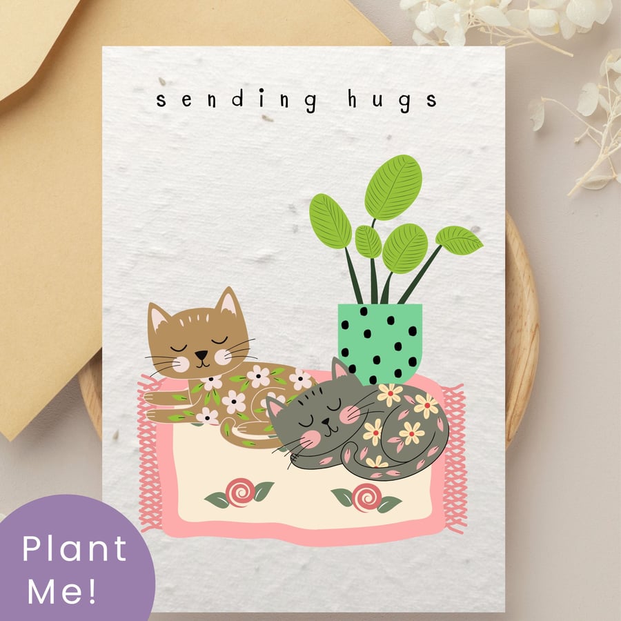 Handmade Seed Paper Card, Sending Hugs, Thinking of You Wildflower Gift