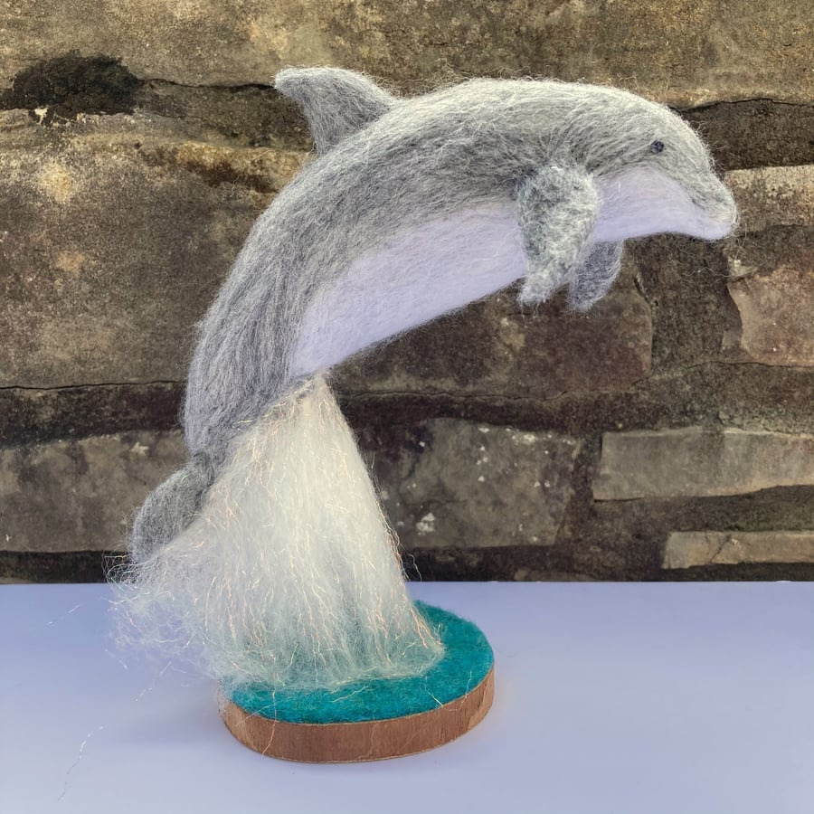 Needle felted leaping dolphin - Folksy