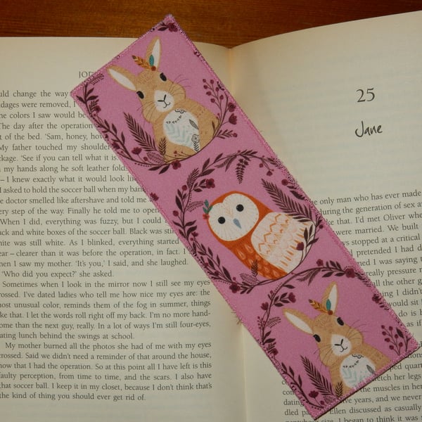 Bookmark cute rabbits and owl