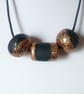 BLACK AND GOLD GLITTER POLYMER CLAY NECKLACE  - FREE UK POSTAGE - Image 3