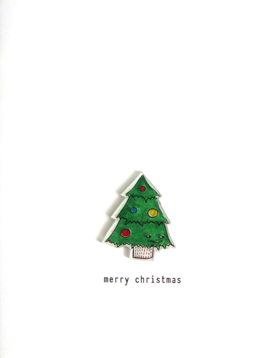 SALE - merry christmas - christmas tree - handmade christmas card