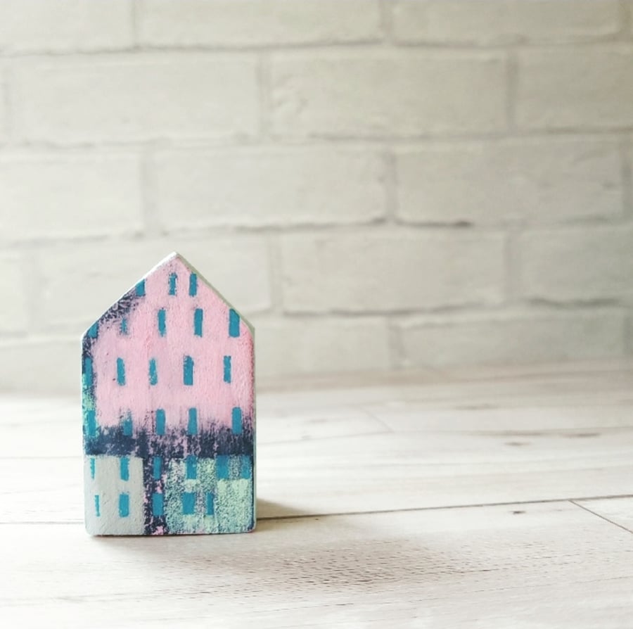 Miniature Wooden House, Little Painted House, House Ornament