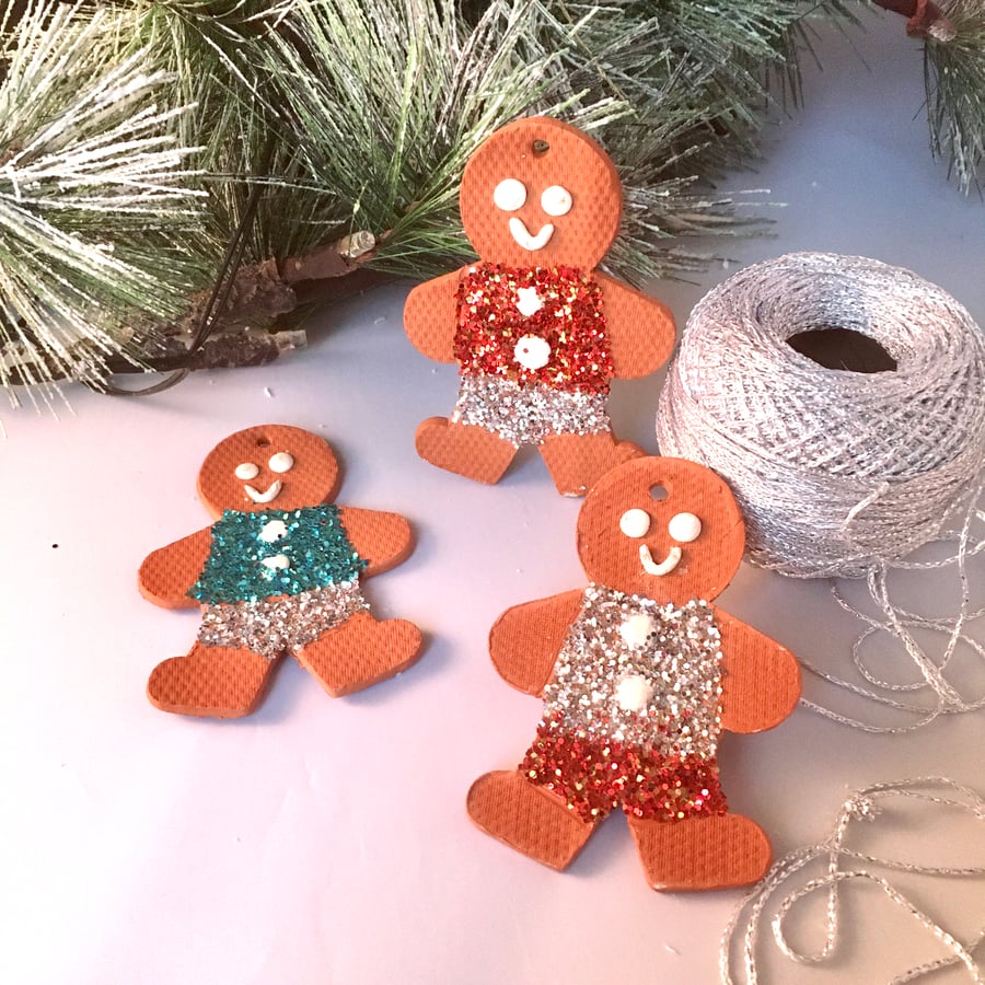 ceramic christmas tree decoration - glitter disco gingerbread man