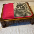Ercol Cloister Vintage Footstool & Emma Shipley Monkey Gorilla Fabric Pink