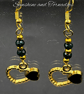 Handmade Black & Gold Double Heart Earrings – Czech Crystal. Hypoallergenic. - Image 2