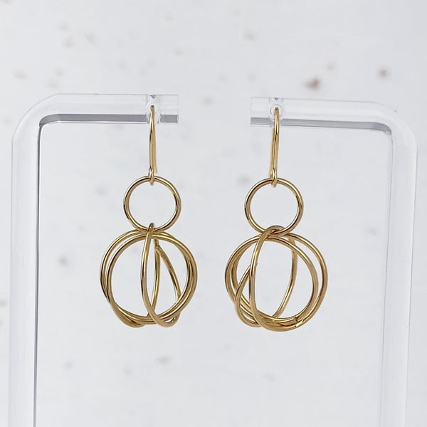 14ct gold filled shaped wire drop earrings - minimalist dangle earrings 