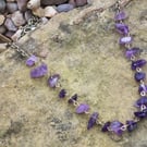 Purple glass chip necklace