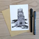 Original Durham Cathedral Hand Painted Ink Illustration A6