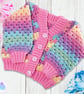 Pastel rainbow baby cardigan 0-3 mths. Baby cardigan. Rainbow cardigan. - Image 5