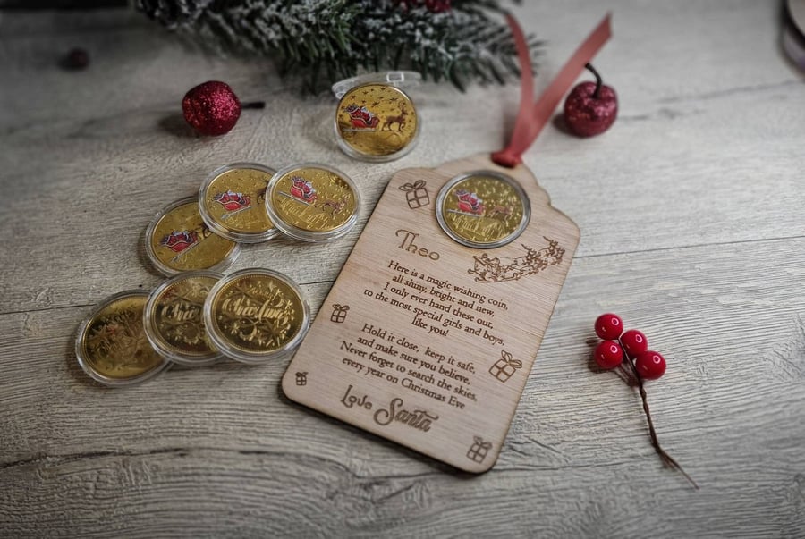 Santas Magic Coin - Personalised - great stocking filler - children's surprise -