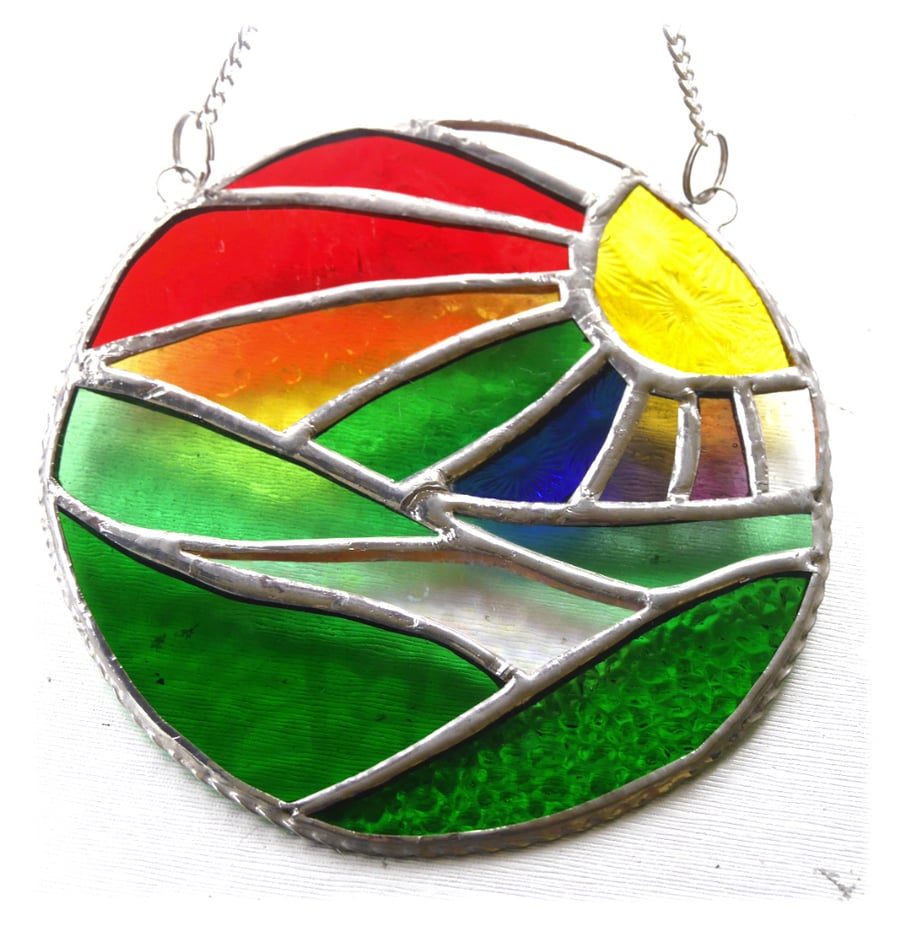 New Day Stained Glass Suncatcher Handmade Rainbow Ring 050