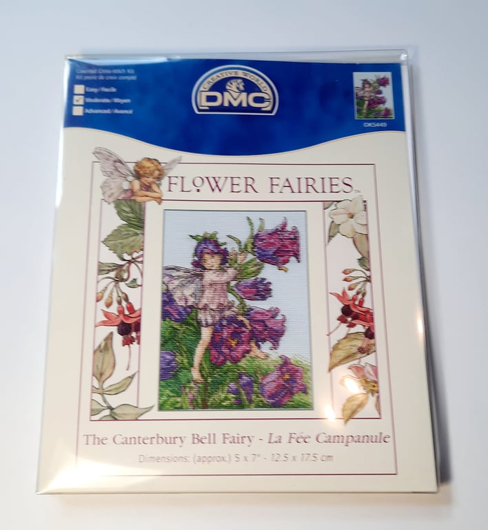 The Canterbury Bell fairy, DMC Cross stitch kit. 