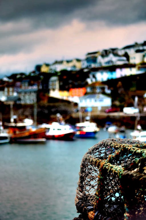 Mevagissey Print Lobster Pots Cornwall Fishing Village Picture