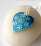 Christmas snowflake heart pendant in teal blue  - Image 5
