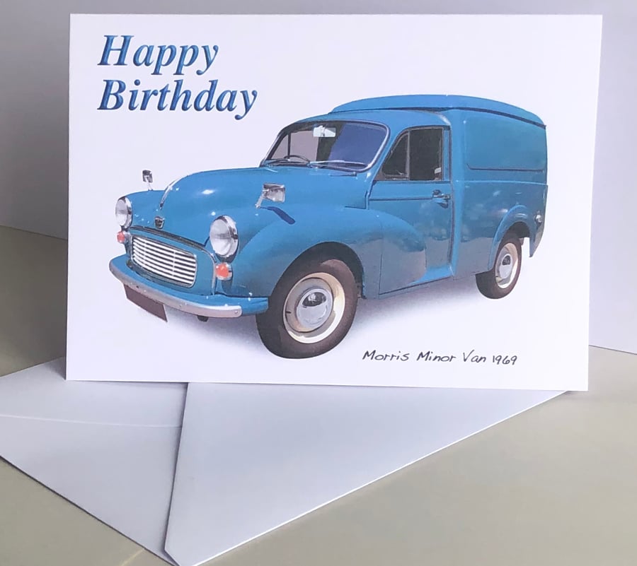 Morris Minor Van 1969 - Greeting Card for the Nostalgic Business Owner