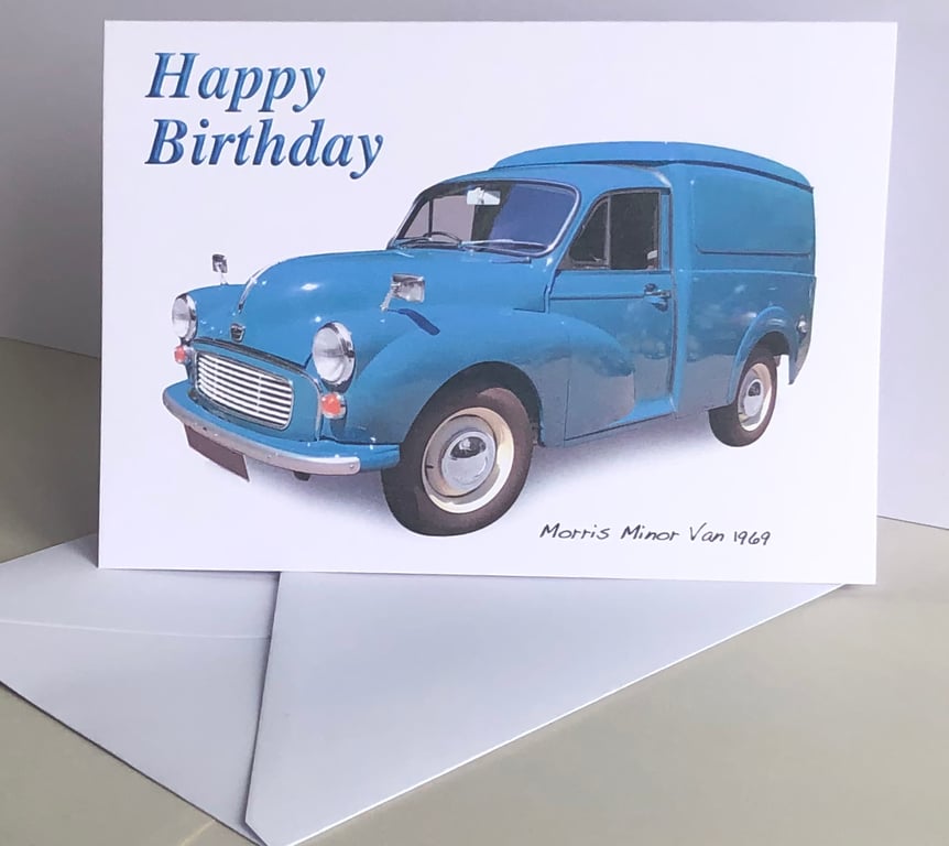 Morris Minor Van 1969 - Greeting Card for the Nostalgic Business Owner