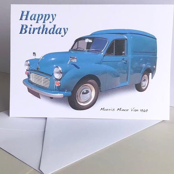 Morris Minor Van 1969 - Greeting Card for the Nostalgic Business Owner