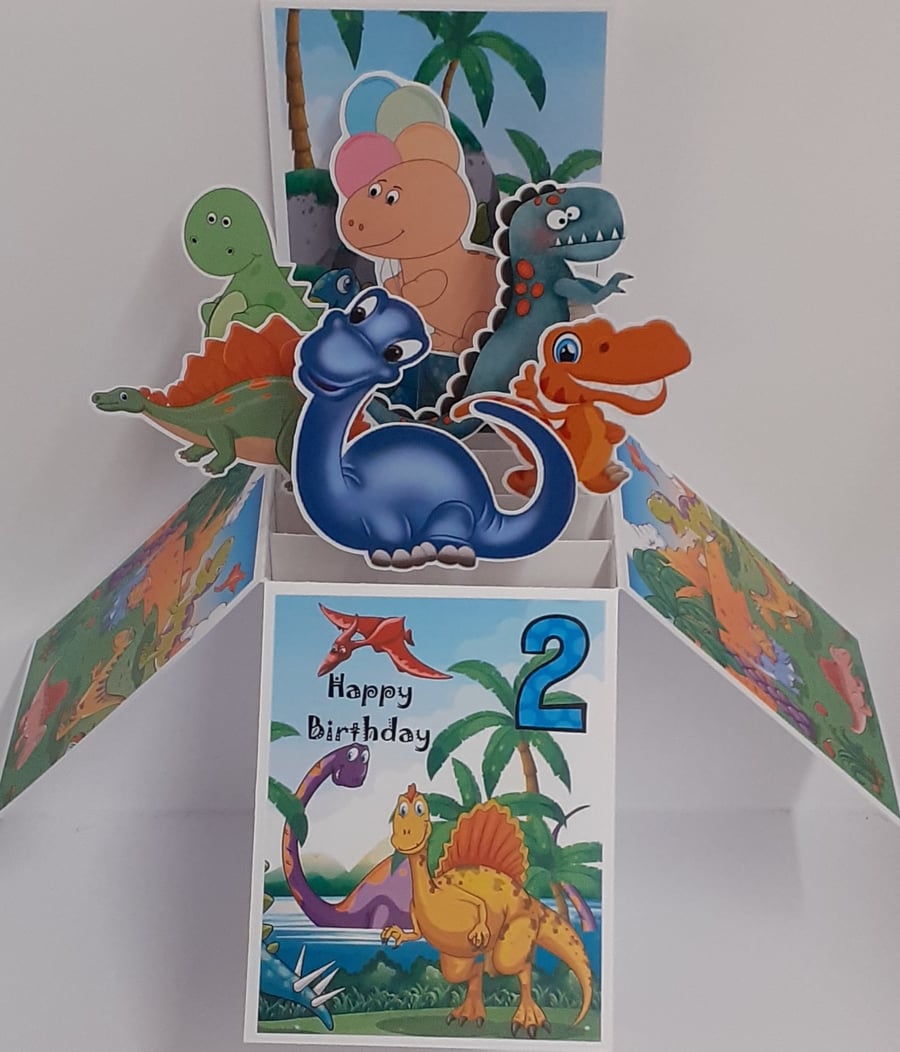 Boys 2nd Birthday Card with Dinosaurs