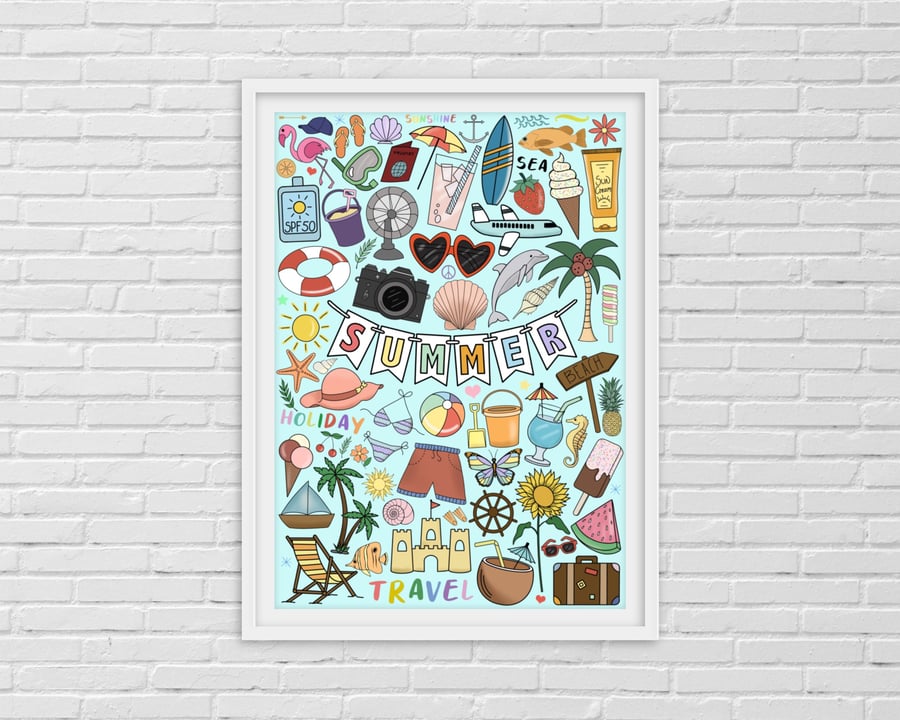 Summer Doodle Art Print