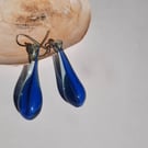 Blue Teardrop Glass Earings 