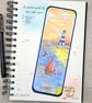 Handpainted Bookmark - Sailing theme, boat, whale, lighthouse, sunset, gift
